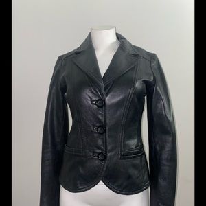 Damier Genuine Leather Fitted Jacket
